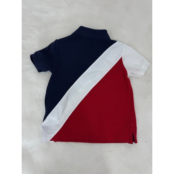 Ralph Lauren Boys 2T Colorblock Polo Shirt Red White Navy - Picture 4 of 4